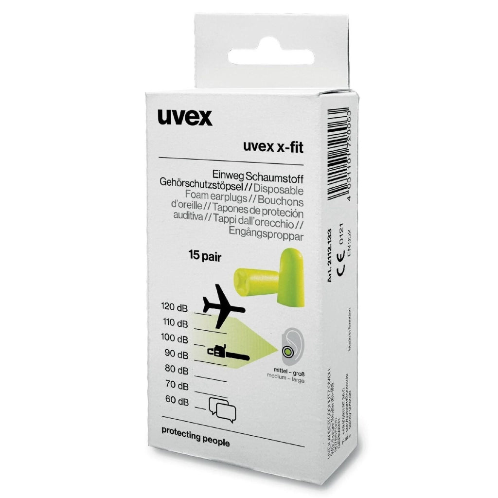Uvex 2112133 x-fit Tappi Auricolari Monouso SNR 37 dB 15 paia colore Lime