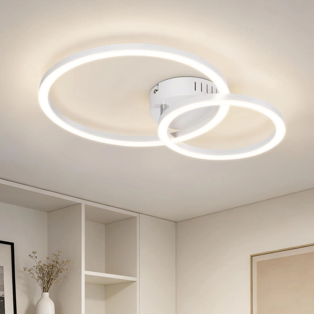 ZMH Plafoniera moderna 2 anelli LED bianca 23W 4000K per soggiorno cucina camera da letto ufficio