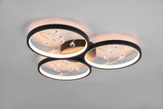 GROOVY PLAFONIERA LED 30W 3600lm, 3000K 3 CERCHI CON DECORI GEMME TRASPARENTI NERA CON FUNZIONE DI REGOLAZIONE INTENSITA' CON NORMALE INTERRUTTORE A PARETE D. 62CM