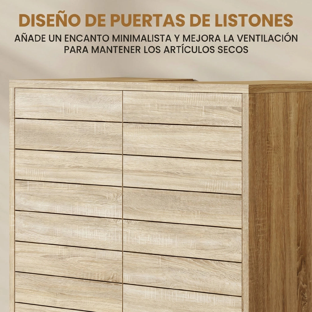 Mobile Bagno Sottolavabo con Ante a Listelli e Ripiano Regolabile ¨C Zephmum ¨C Bianco 60x30x