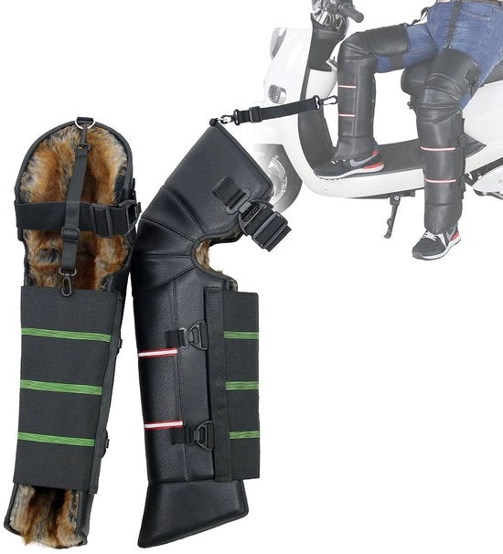 Protezioni ginocchia e stinchi per motocicletta, impermeabili, resistenti al vento, in pelle PU in tessuto di nylon, con allungamento singolo, chiusura a goccia antiscivolo rimovibile, strisce riflettenti, misura 70 cm/50 cm, 1 coppia, 70 cm.