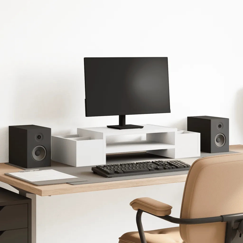 vidaXL Supporto Monitor con Contenitore Bianco 50x27x15 cm Truciolato