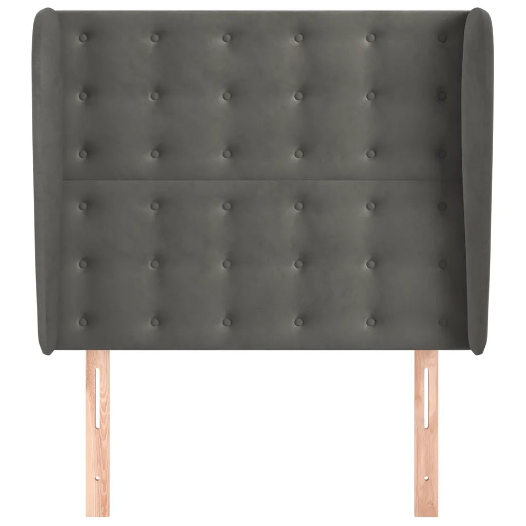 Testiera | Testata ad Orecchio Grigio Scuro 93x23x118/128 cm in Velluto