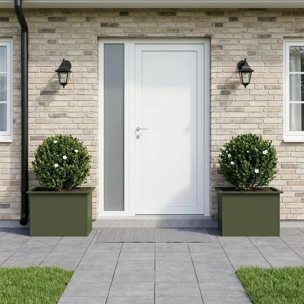 Fioriera da giardino con LED 2 pz Verde Oliva 40 x 60 x 40 cm 8008147
