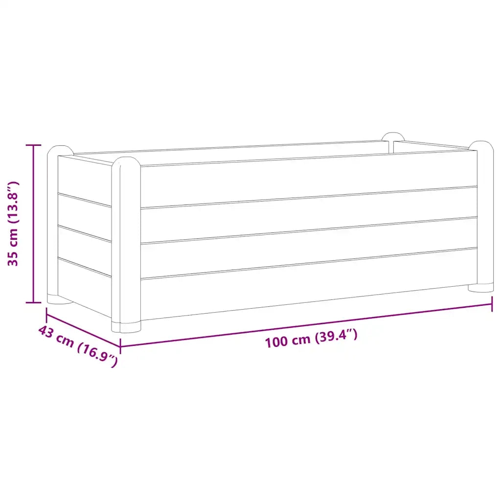 Letto Rialzato da Giardino in PP Grigio Pietra 100x43x35 cm 317580
