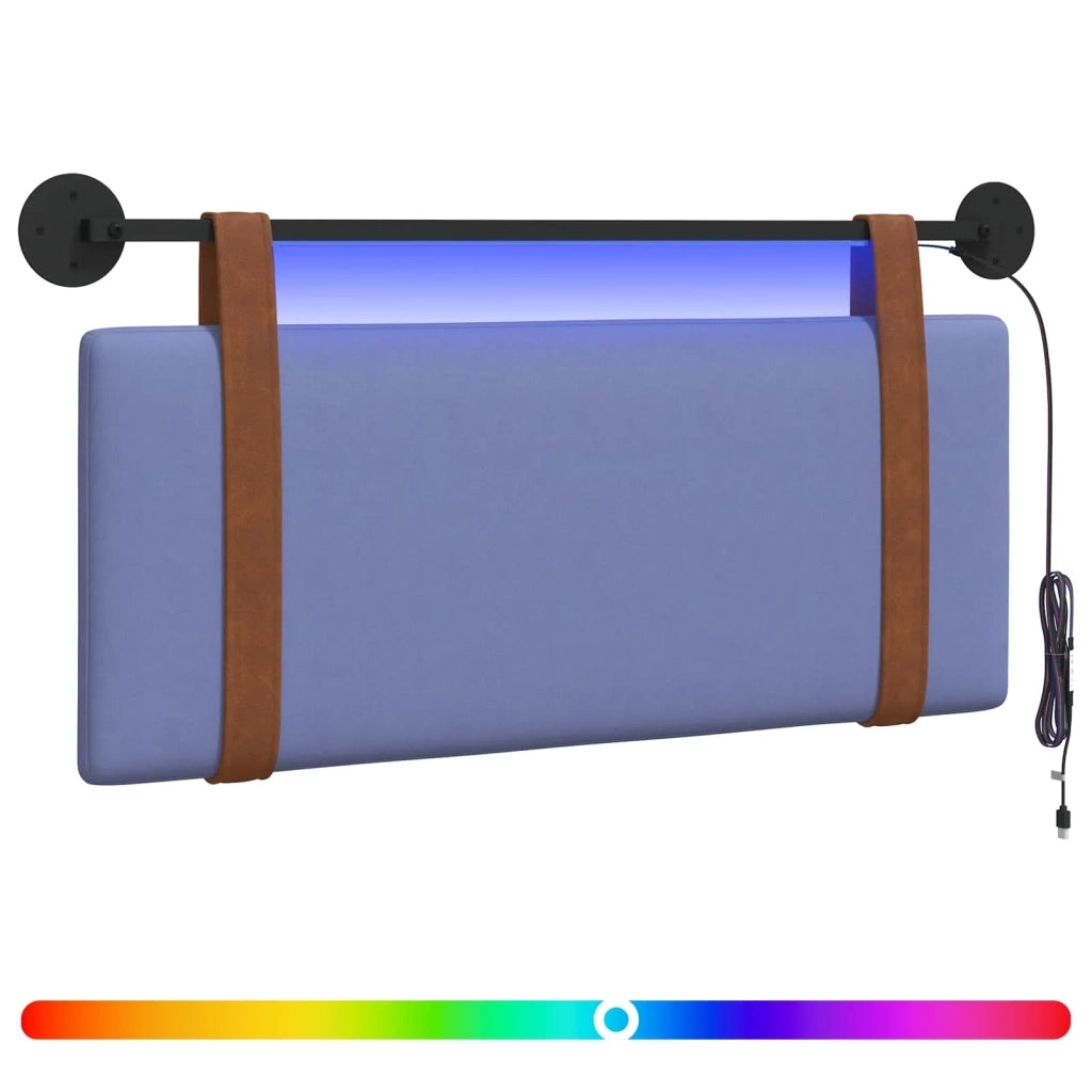 Testiera sospesa Con luce LED Blu jeans PU Antico
