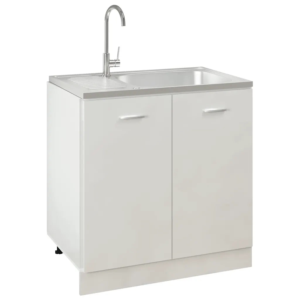 Lavello Cucina e Scolapiatti 800x500x155mm Acciaio Inox Argento cod mxl 53213