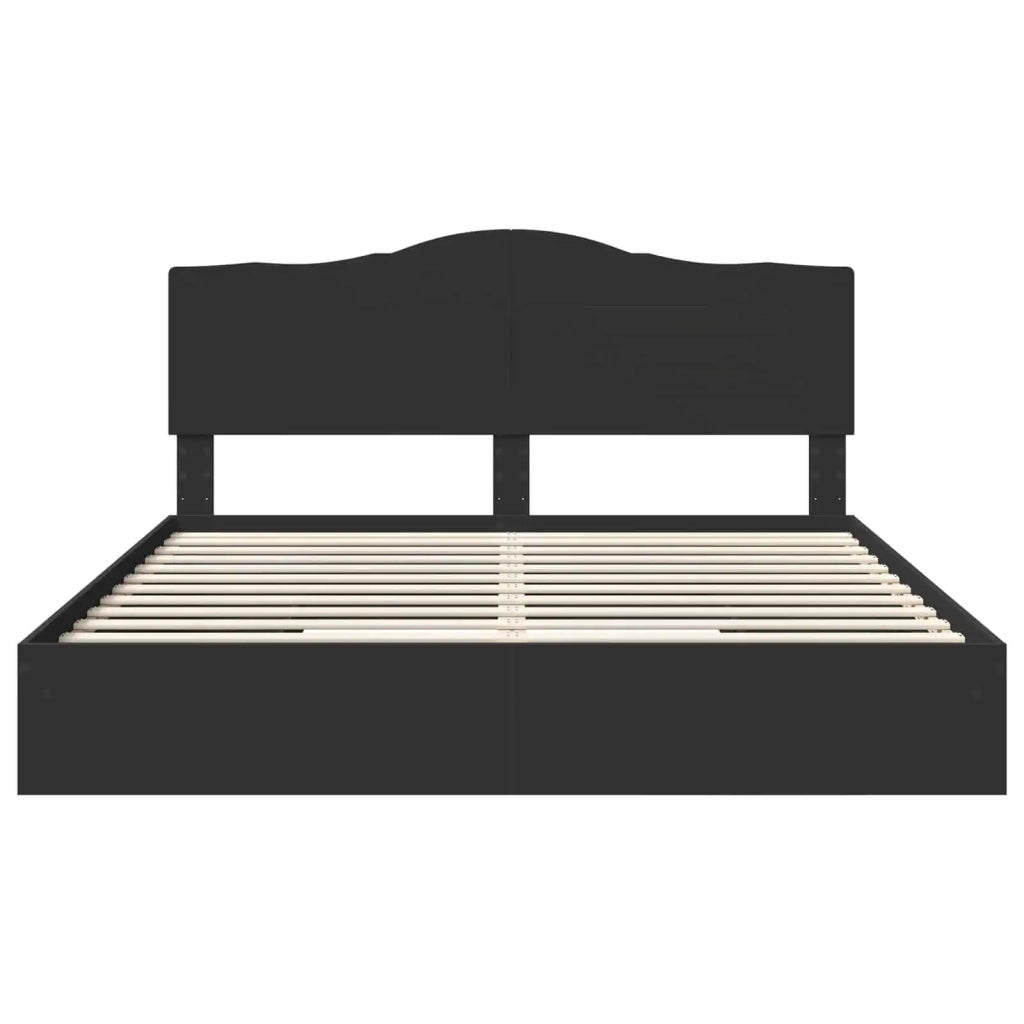 Letto con Contenitore Nero 200 x 200 cm Legno multistrato 3413472