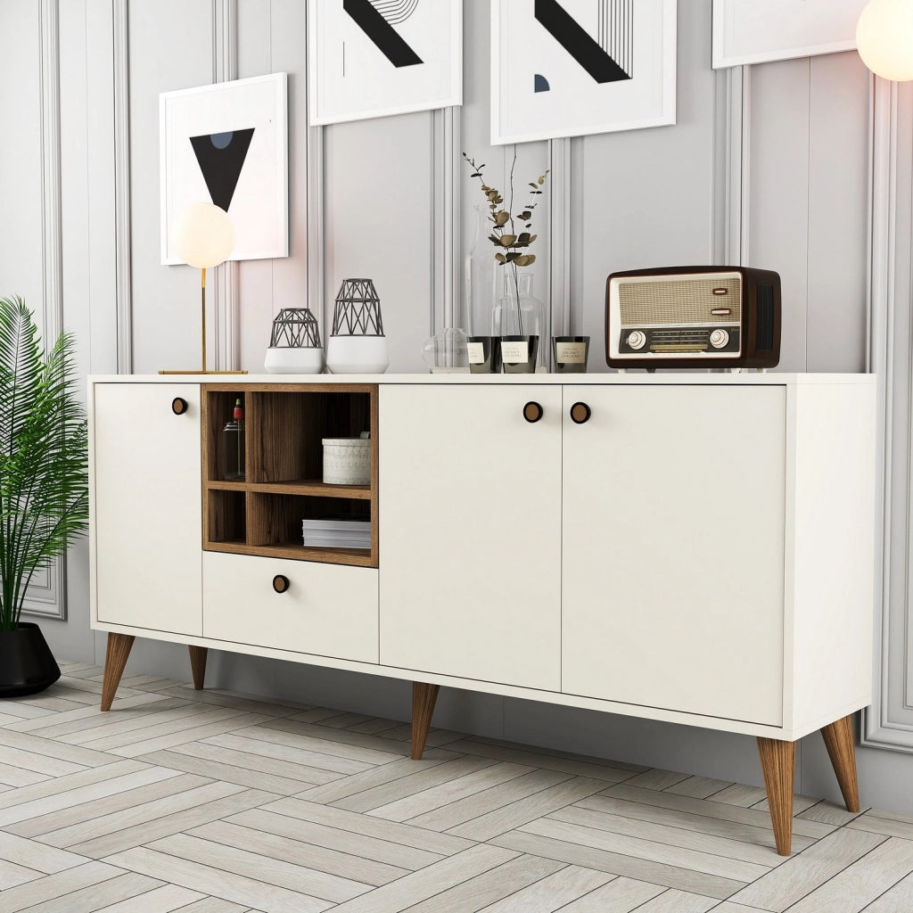 Credenza in legno "Napoli" - 180 x 35 x 81 cm - Crema