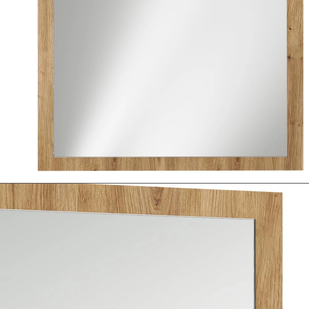 Specchio da parete Selena, Rovere artigianale, 70 x 55 cm, adatto al montaggio a parete per un'installazione salvaspazio