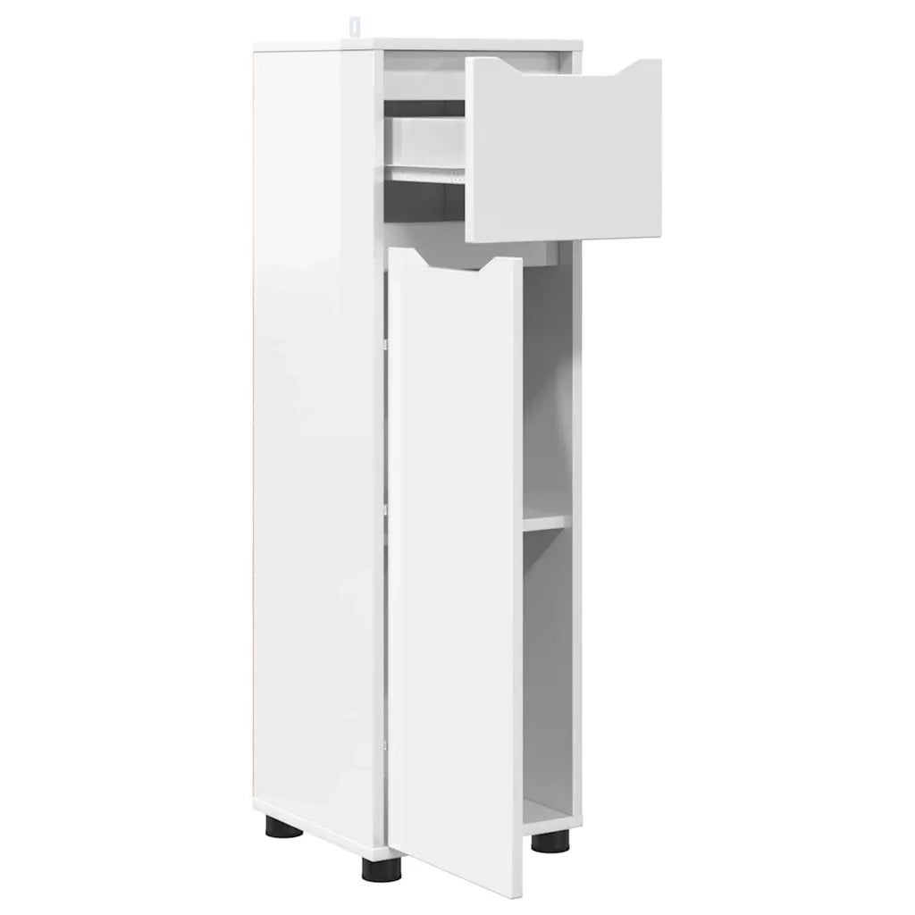 Mobile da Bagno con cassetto Bianco Lucido 30,5 x 30 x 101 cm