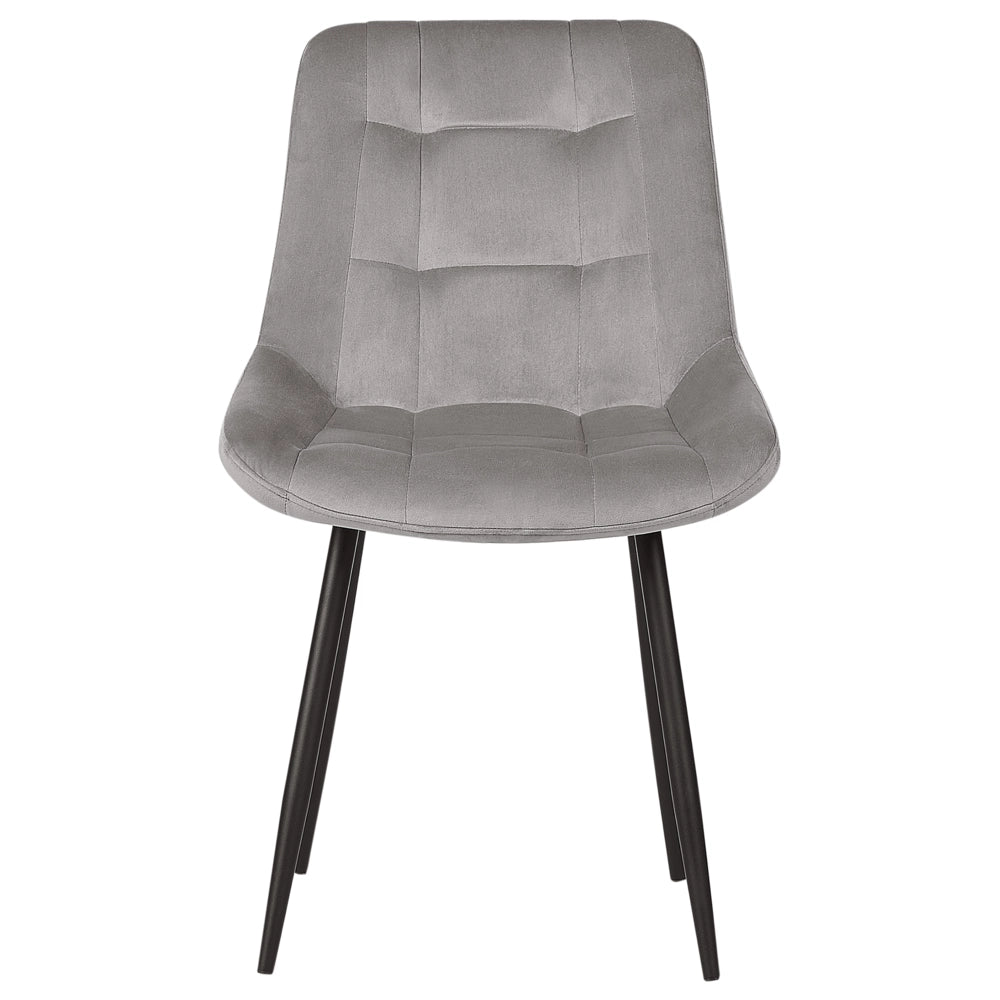 Set di 2 sedie da pranzo in velluto grigio gambe in acciaio Nero sedie moderne imbottite