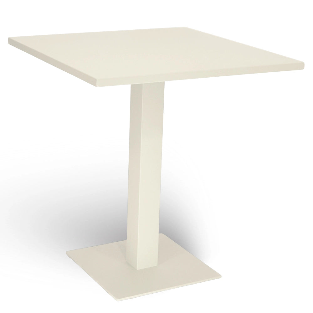 Tavolo da bar bianco panna cm 70 x cm 70 con piano in alluminio verniciato x 3