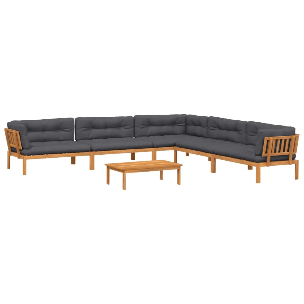 Set Divano Pallet da Giardino 6 pz con Cuscini Massello Acacia