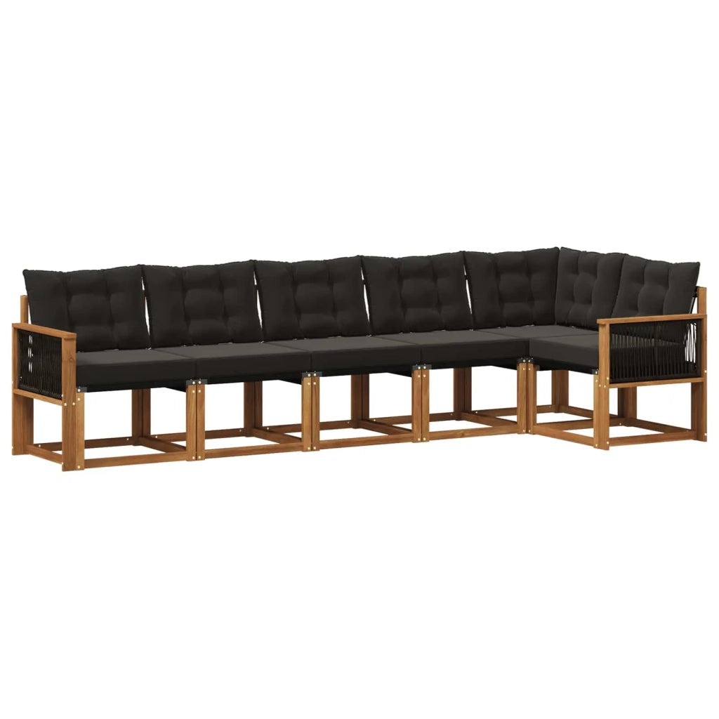 Set di divani da esterno 6 pz Naturale e Nero 3381984