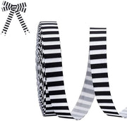 Decorazione con Lint a Grosgrano 5/8 pollici - a Strisce Nere e Bianche - Lint Decorativo - Confezione di Regalo - Lint per Matrimonio - Lint per Artigianato - Lint in Poliestere di Alta Qualità