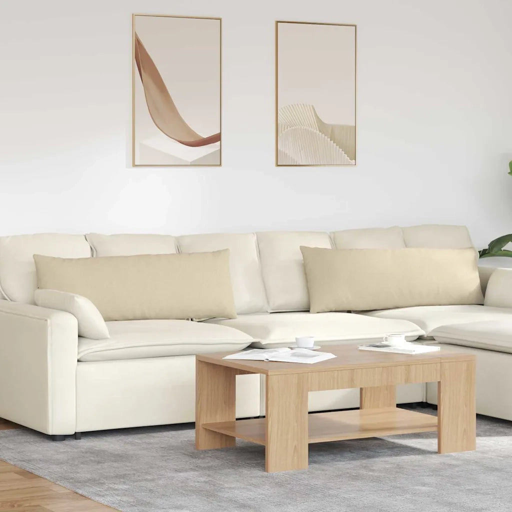Cuscini da Divano 2 pz | Cuscini per sedie Crema 120 x 40 cm Tessuto