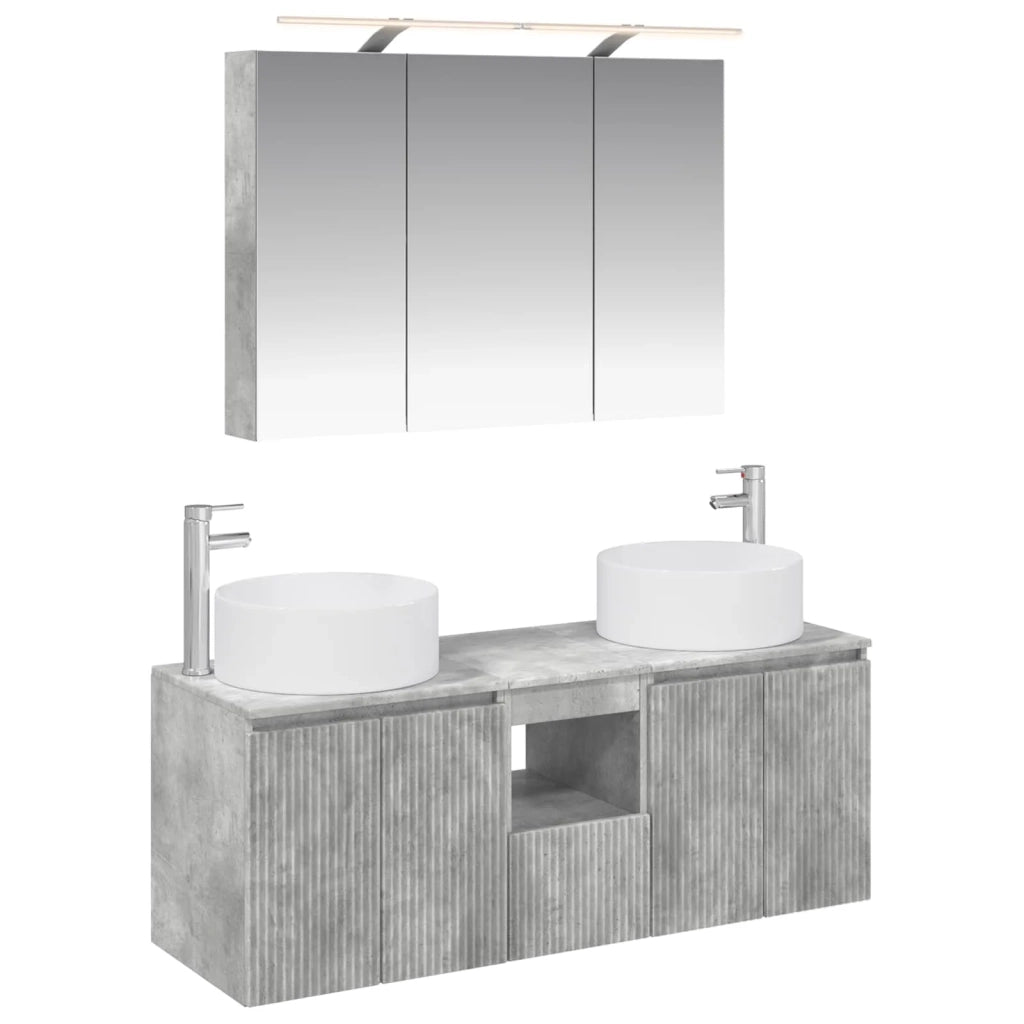 Set di Armadi da Bagno 4 pcs Grigio Cemento 100 x 14,5 x 70 cm 3406578