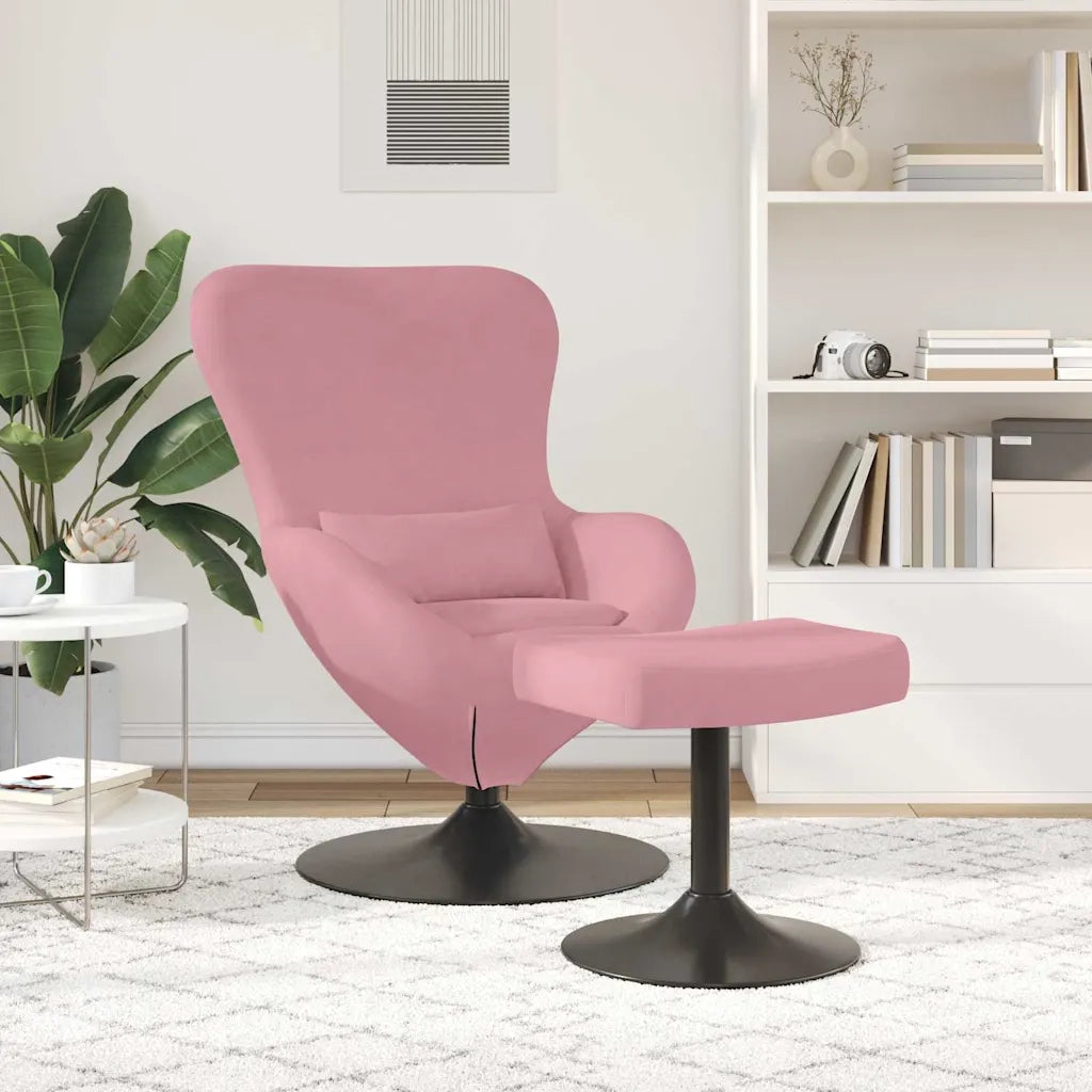 Sedia Egg con Pouf Rosa Velluto 42002748