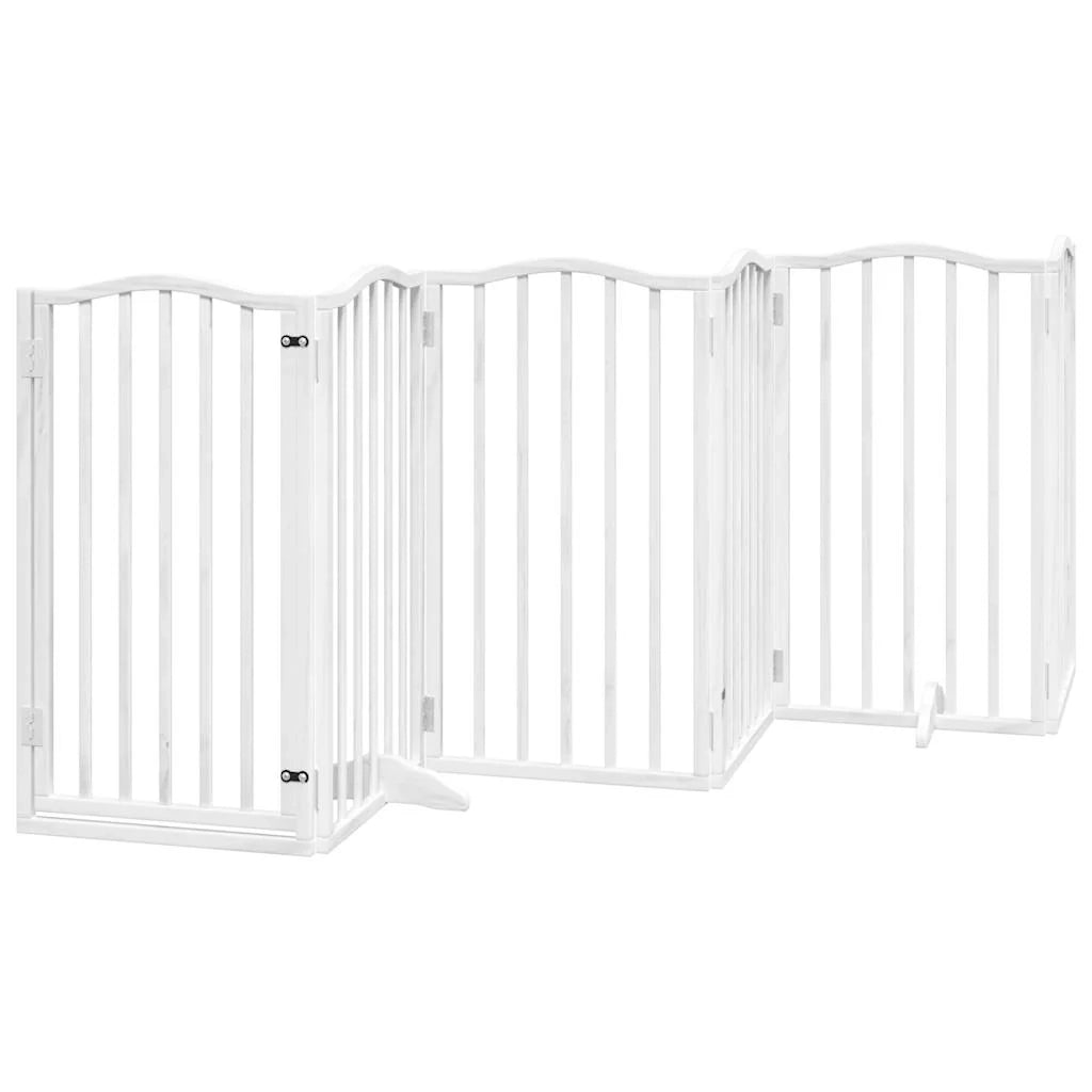 Cancelletto di sicurezza per animali domestici porta pieghevole 15 pannelli legno di pioppo bianco 02_0023209