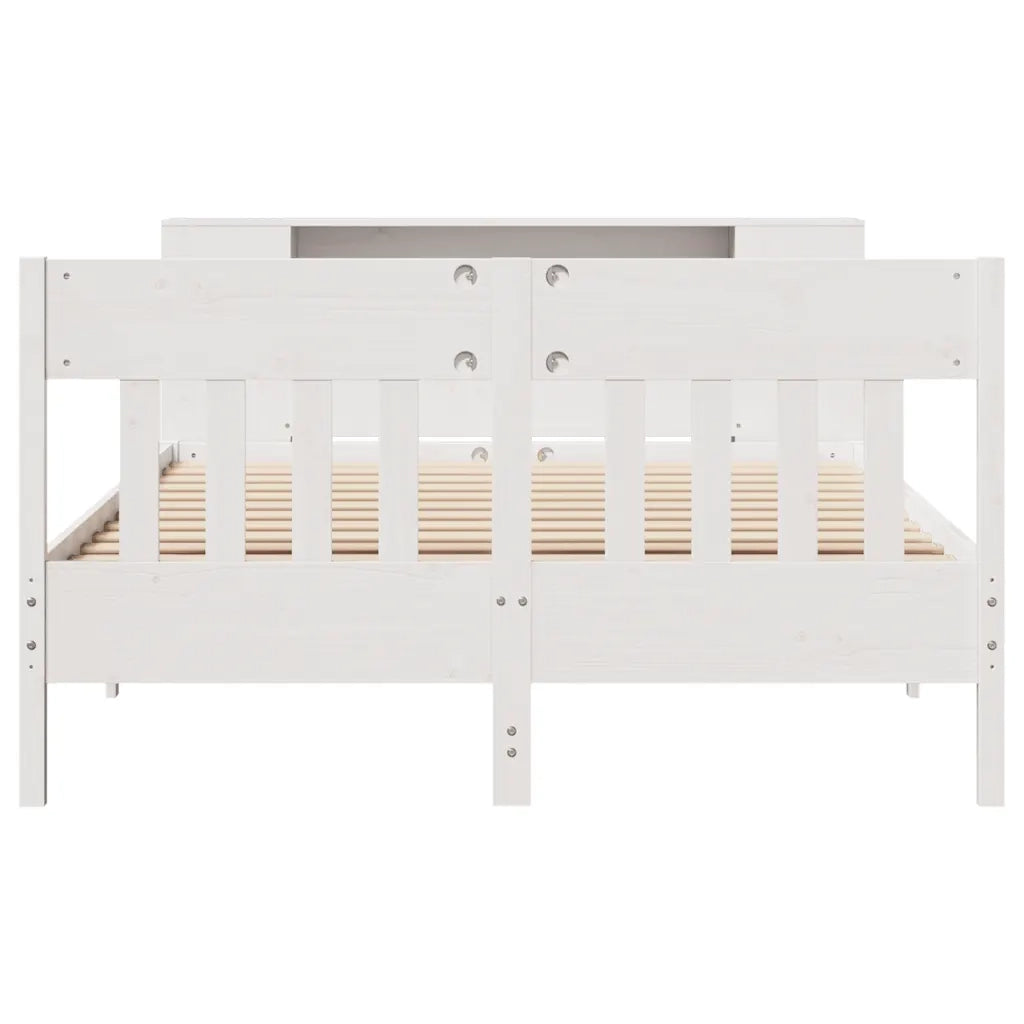 Letto Libreria senza Materasso Bianco 140x190 cm Legno di Pino 3323189