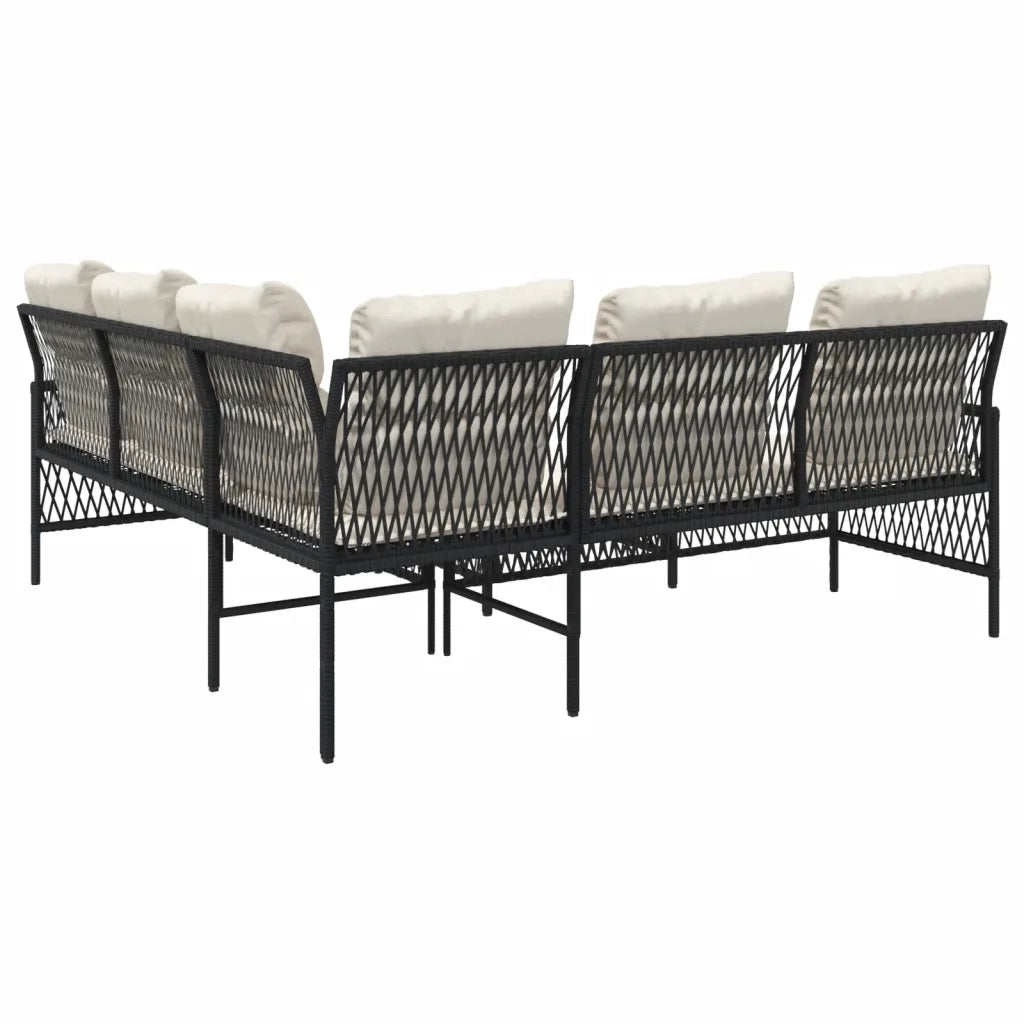 Set Divani da Giardino 2 pz con Cuscini in Polyrattan Nero 368733