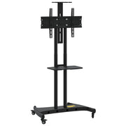 Mobile porta TV regolabile su ruote con pratico ripiano 84 x 58,5 x 204 cm acciaio nero 02_0047640