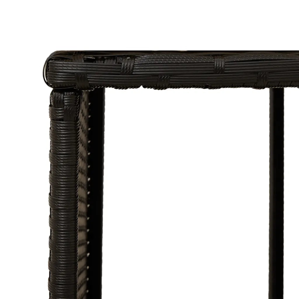 Bordo per Spa Nero in Polyrattan e Legno Massello di Acacia 3270644