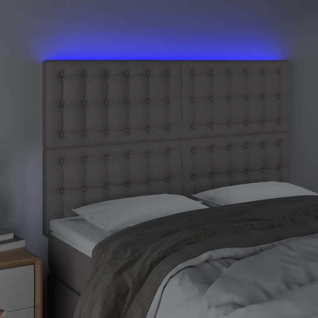 Testiera a LED-Testata con LED Grigio 144x5x118/128 cm in Similpelle 551094