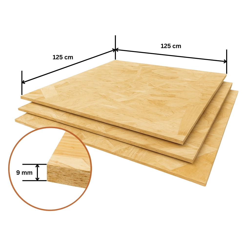 Pannello osb fibra legno truciolato spessore 9 mm multistrato 125 x 125 cm