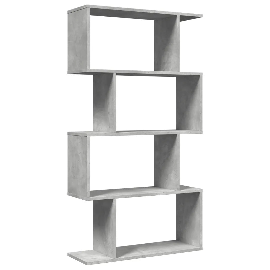 Libreria Divisorio 4 Ripiani-Scaffale per Libri-Mobile di Stoccaggio Grigio 70x24x129 cm Truciolato