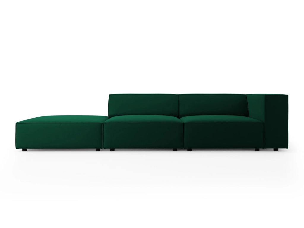 Cosmopolitan Design - Divano sinistro "Arendal" 4 posti in velluto verde bottiglia 