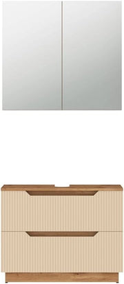 Set di mobili da bagno Lotta, Cachemire, 79.6 cm, composto da specchio da bagno e mobile sottolavabo