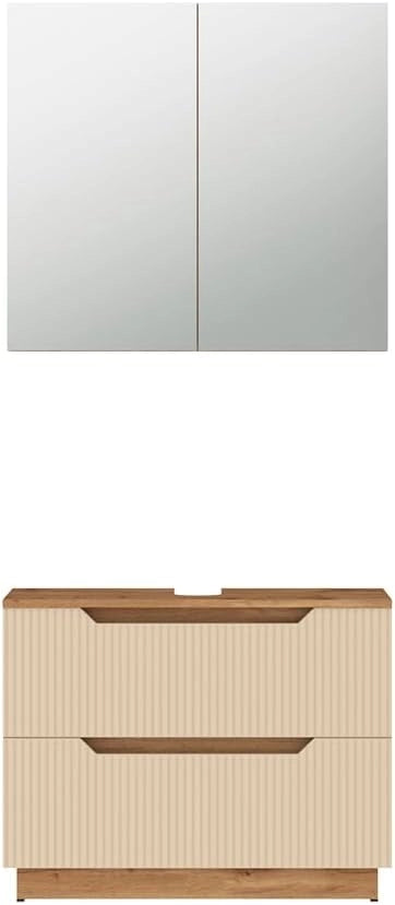 Set di mobili da bagno Lotta, Cachemire, 79.6 cm, composto da specchio da bagno e mobile sottolavabo