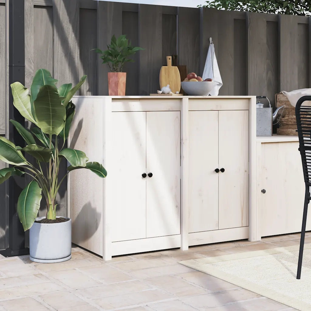 Ante da Cucina da Esterno 2pz-Set di 2 Ante per Cucina da Giardino Bianche 50x9x82cm Legno Massello di Pino