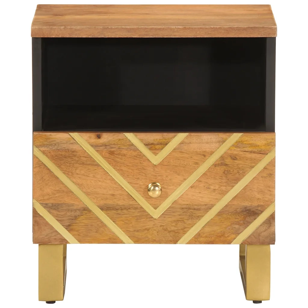 Comodini 2 pz Marrone e Nero in Legno Massello di Mango 356790