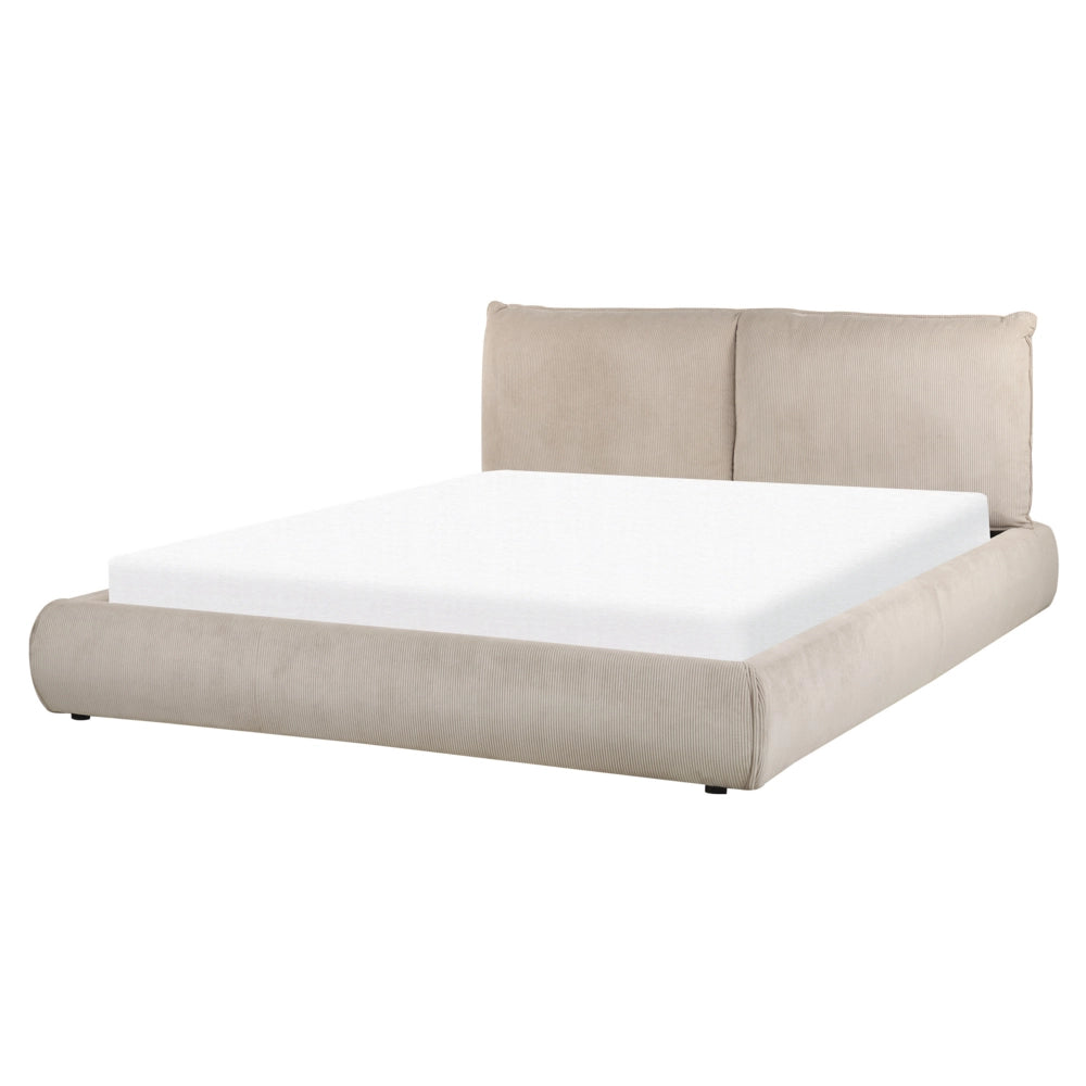Letto matrimoniale velluto a coste tortora con base a doghe e testiera imbottita 160x200 cm stile classico camera da letto