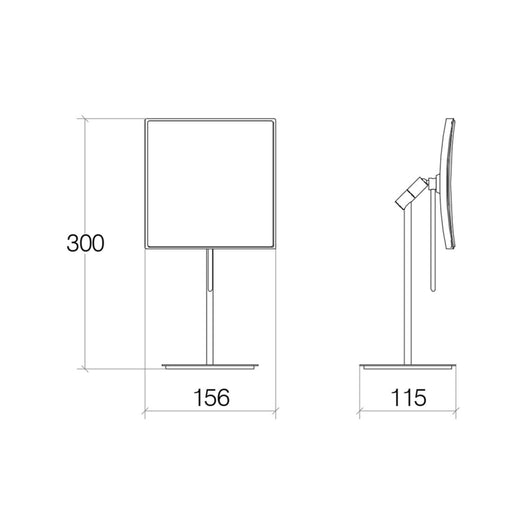 Lineabeta - Specchio ingranditore quadrato 3X da appoggio orientabile Mevedo