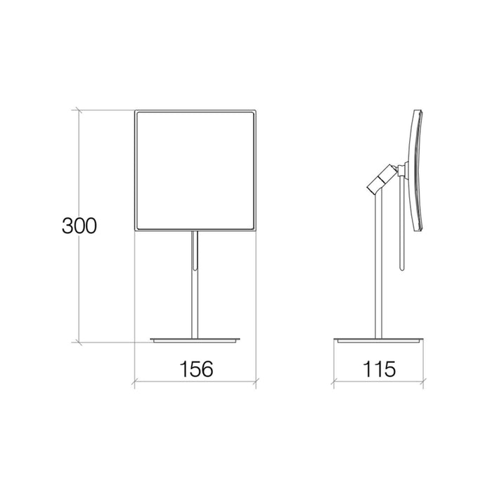 Lineabeta - Specchio ingranditore quadrato 3X da appoggio orientabile Mevedo