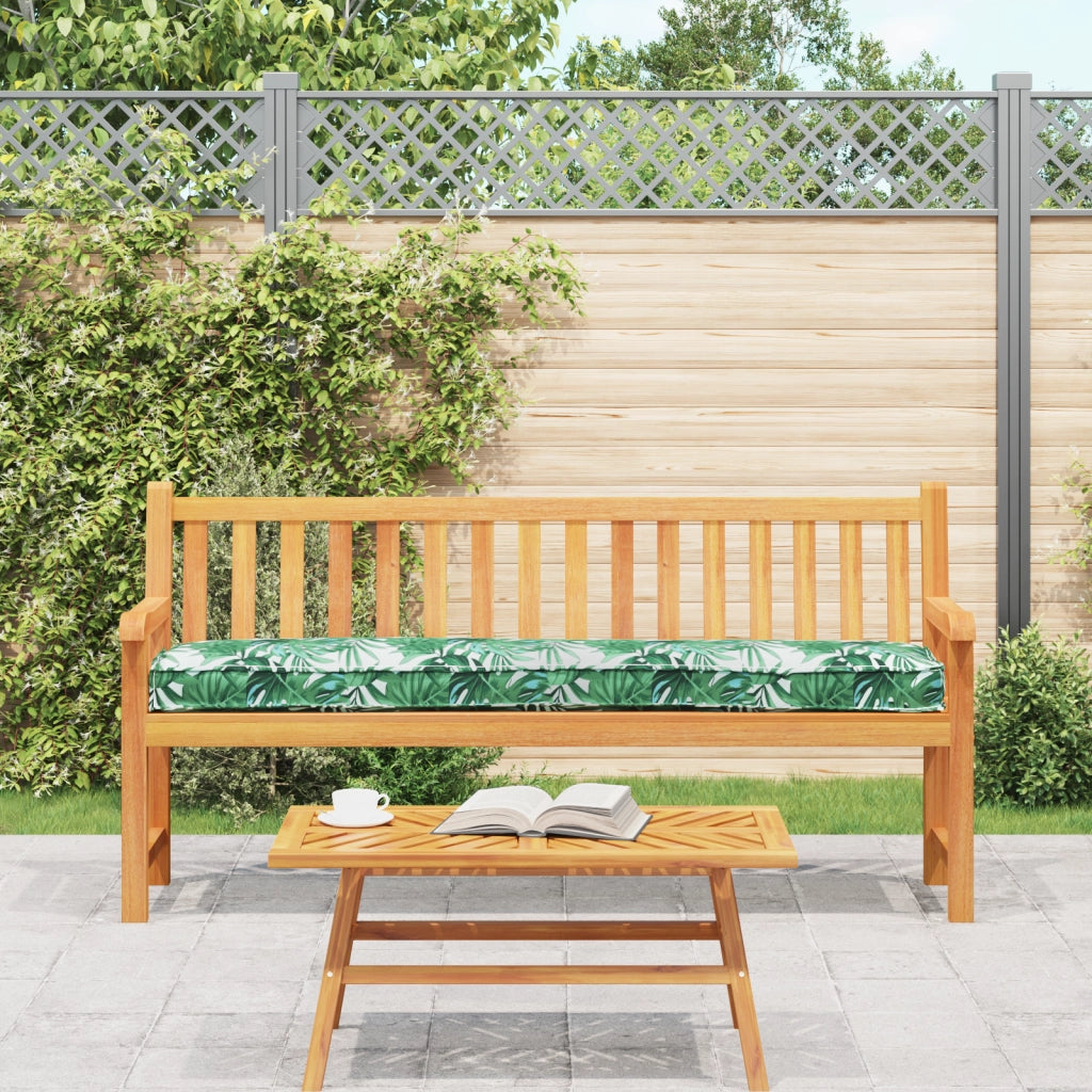 Cuscino per panca Motivo foglie 200x40x8 cm Tessuto Oxford