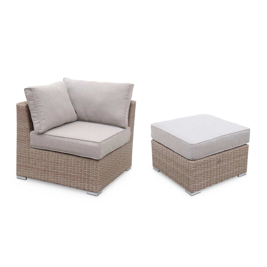 Salotto da giardino premium in resina intrecciata, 5 posti, beige