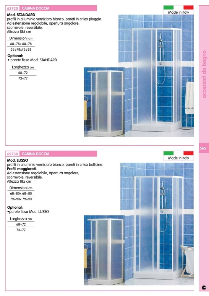1pz parete fissa 68-72 per cabina lusso sf01 bianco cod:ferx.22031