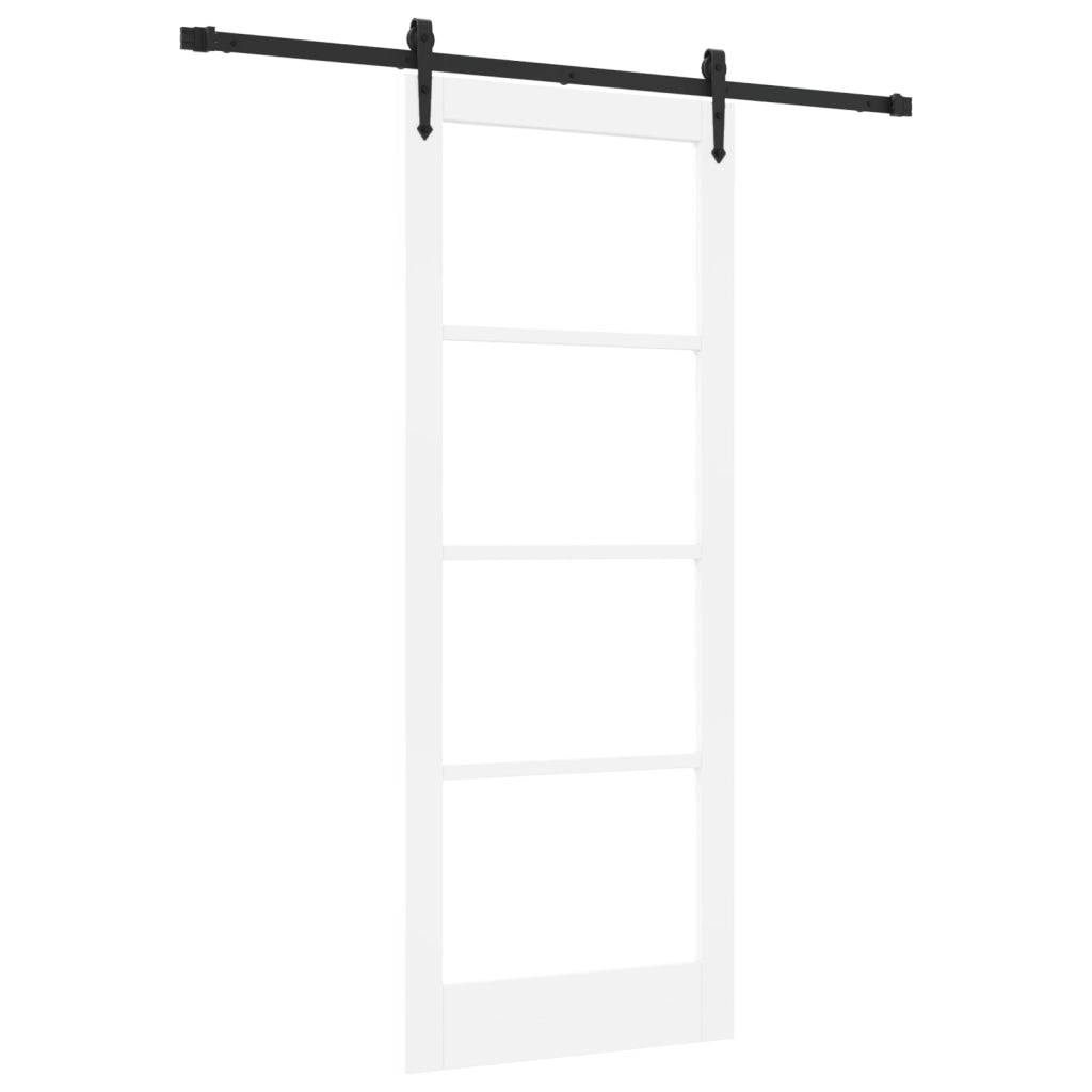 Porta scorrevole  con kit di attrezzatura Bianco 83x211 cm Legno massello in pino