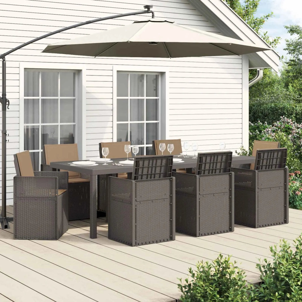 Set da Pranzo per Giardino 9 pcs Grigio chiaro e Tortora PP 3430101