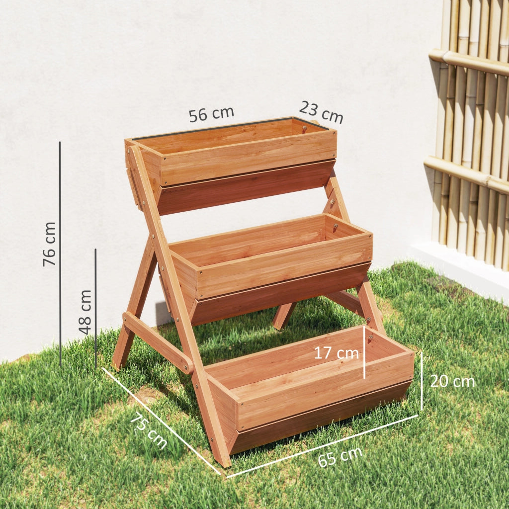 Giardino Letto Elevato Legno 3 Livelli con Drenaggio ¨C Zephmum ¨C Marrone 65x75x76 cm