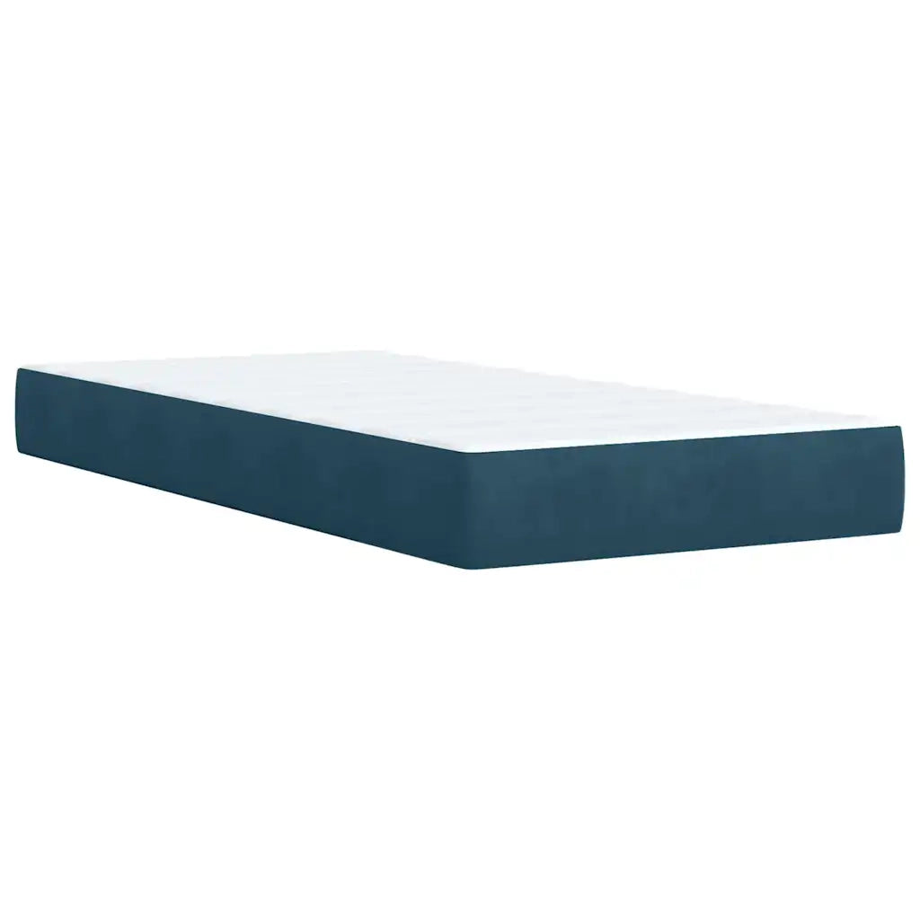 Giroletto a Molle con Materasso Blu Scuro 80x200 cm in Velluto