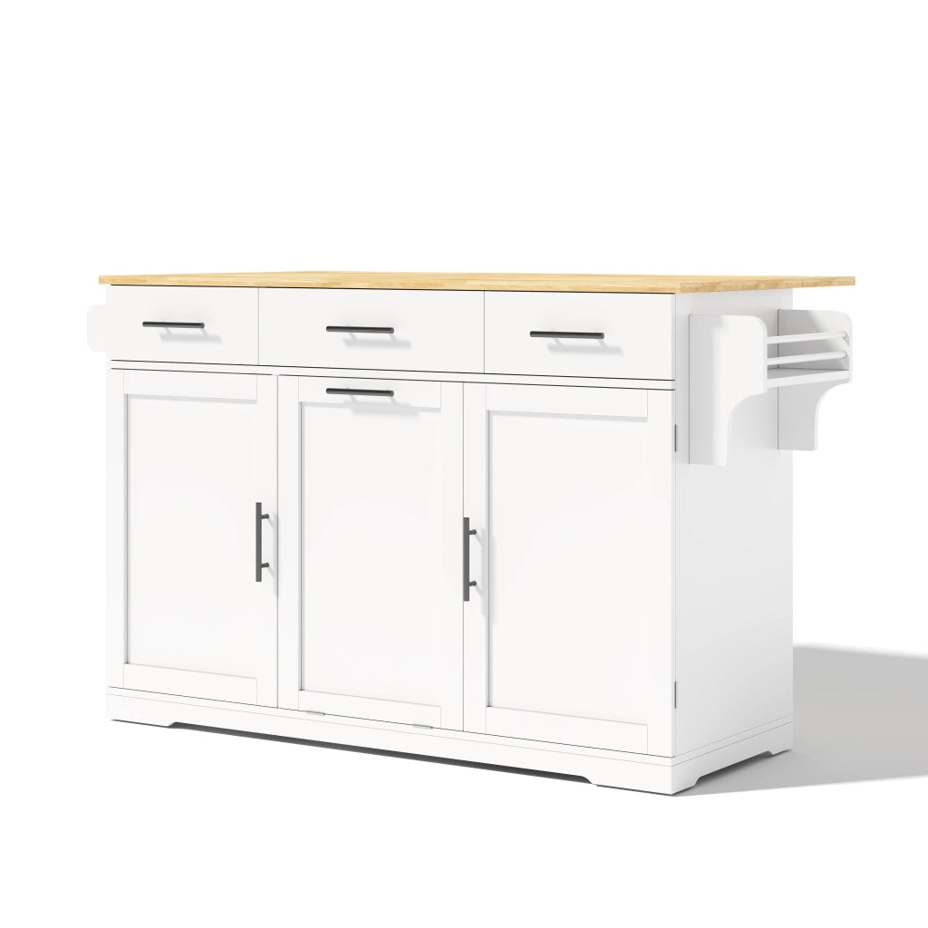 Carrello da cucina con 3 cassetti; 2 vani e vano porta rifiuti con piano ribaltabile per cucina