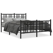 Letto matrimoniale | Letto per adulti | Giroletto con Testiera e Pediera Metallo Nero 120x190 cm