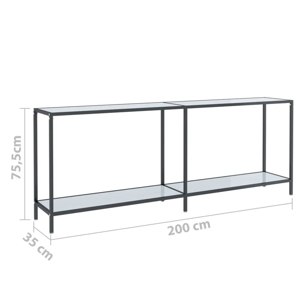 Tavolo Consolle Bianco 200x35x75,5 cm in Vetro Temperato 331708