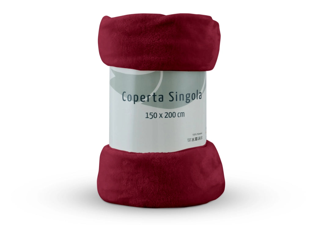 Morbido Plaid Coperta Pile Per Divano Singolo Matrimoniale Tinta Unita Bordeaux - 1 Piazza - Bordeaux
